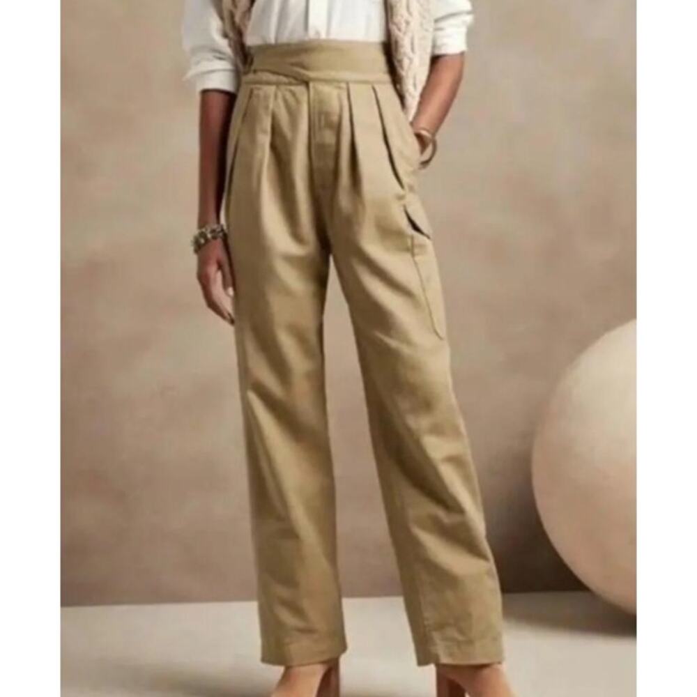 Banana Republic Heritage Explorer Cargo Pants Khaki Pleated Buckle Women 6
